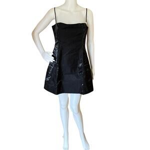 NWT Danielle Bernstein WeWoreWhat Black Satin Mini Dress Size 10
